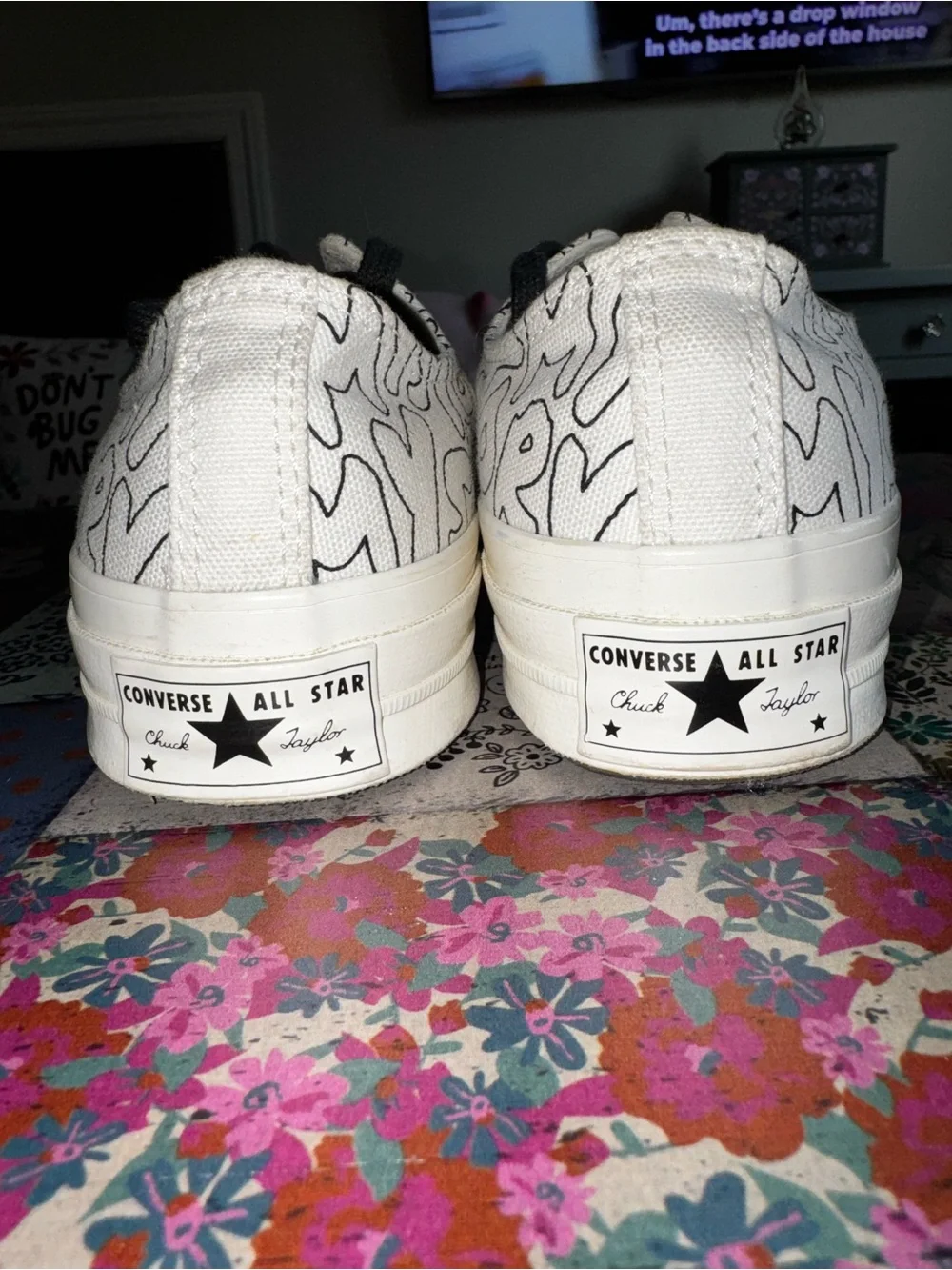 Converse My Story Cream Graphic Low-Top Sneakers with Black Laces